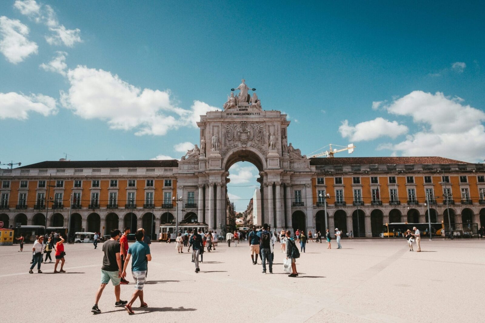 Commerce Square and Rua Augusta Arch in Lisbon, Portugal
