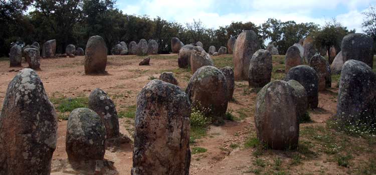 Mysterious megalithic stone circle of Almendres near Évora