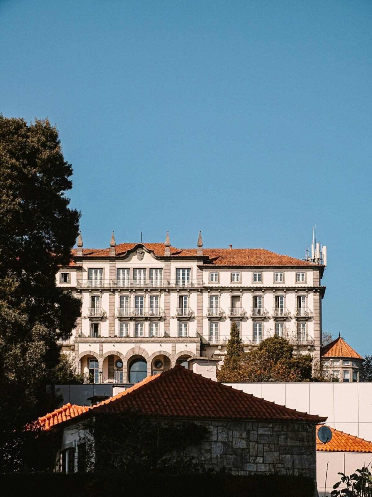 Elegant 18th-century facade of the Hospital de Santo António in Porto
