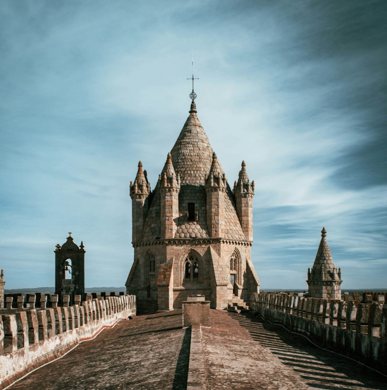 Panoramic view of Évora from the cathedral rooftop