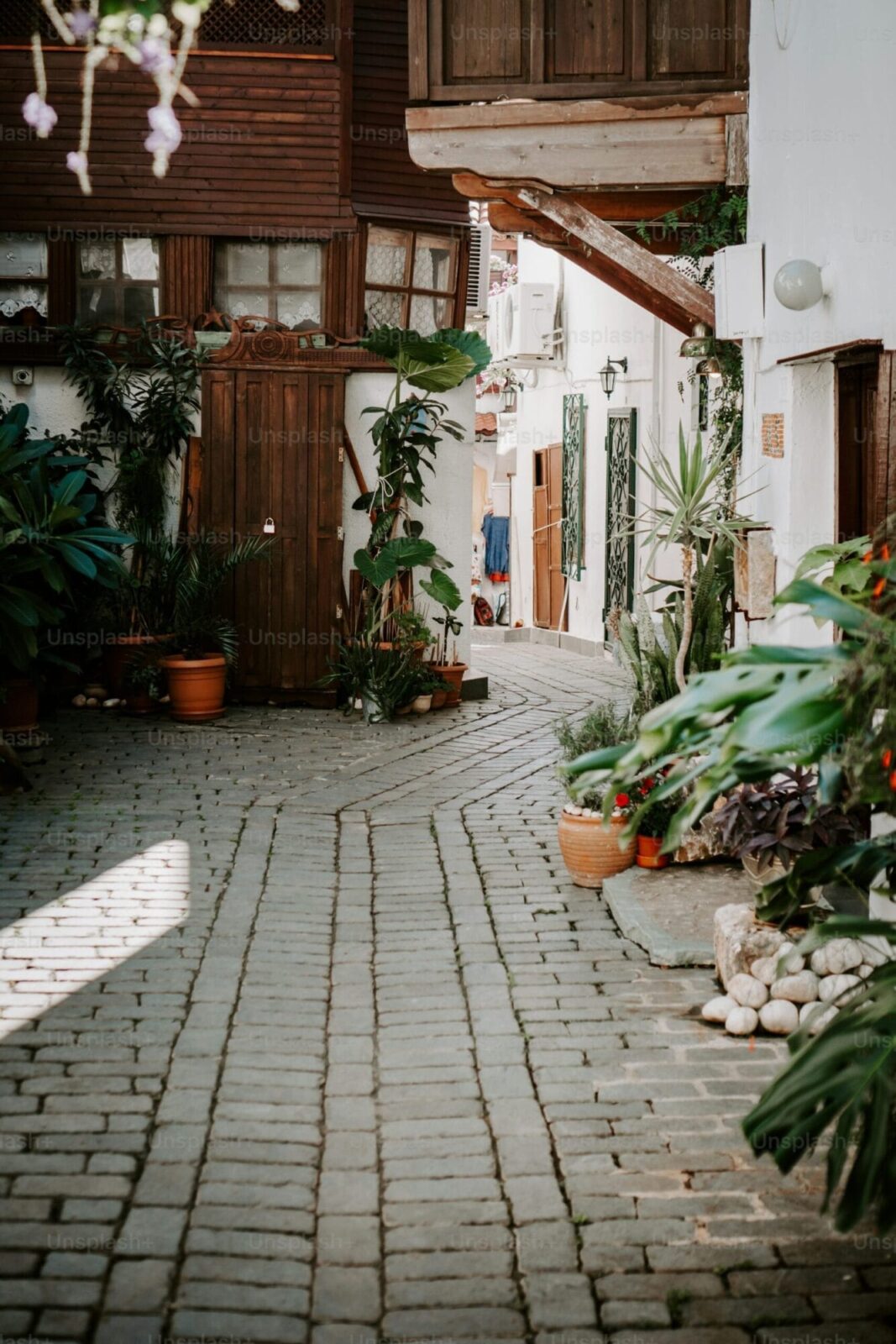 Cobblestone street in Óbidos, Portugal